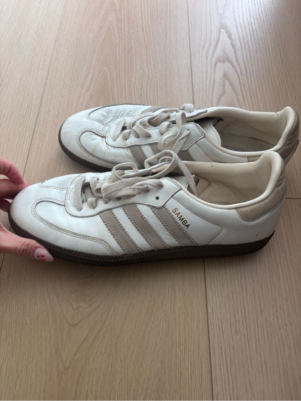 adidas Samba Sneakers in White and Tan